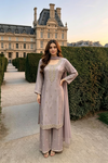 le Dusty Lilac Silk Blend Embroidered Kurta Palazzo Set AI images