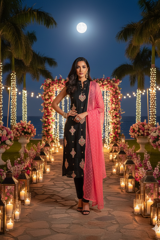 KIMORA Embellished Sleeveless Shalwar Kameez