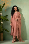IMAN Peach Mul Chanderi Embellished 3PC Suit Set