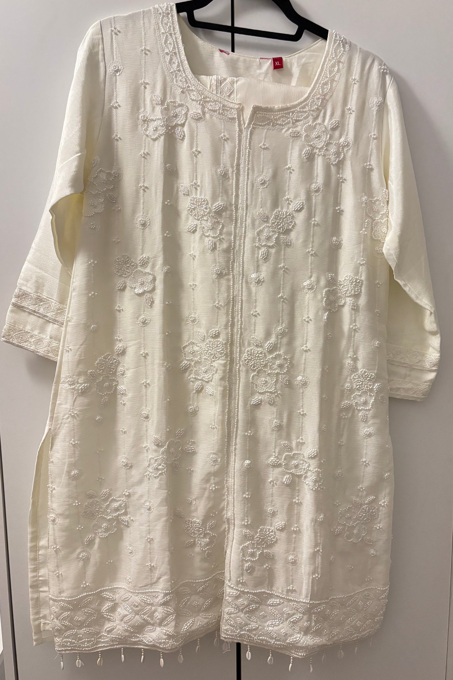 NINA White Embroidered Kurta Palazzo 3PC Suit Set