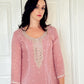 Tara Blush Pink Silk Blend Embroidered Kurta Palazzo Set