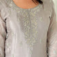 Amele Dusty Lilac Silk Blend Embroidered Kurta Palazzo Set