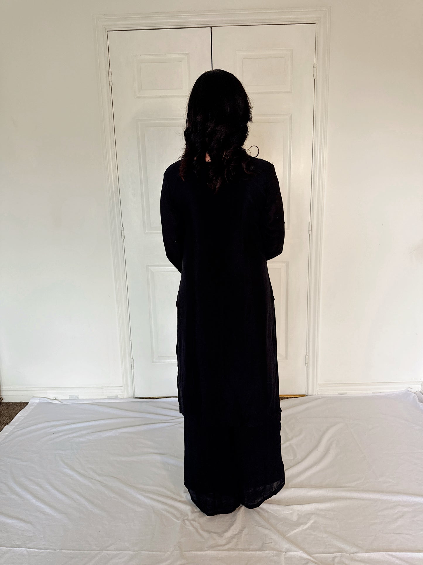 Sheeba  Black  Silk Blend Embroidered Kurta Palazzo Set