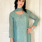 Aurelia Sea Green  Blend Embroidered Kurta Palazzo Set