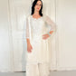 Sheeba White Silk Blend Embroidered Kurta Palazzo Set