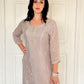 Amele Dusty Lilac Silk Blend Embroidered Kurta Palazzo Set