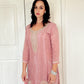Tara Blush Pink Silk Blend Embroidered Kurta Palazzo Set