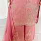 Tara Blush Pink Silk Blend Embroidered Kurta Palazzo Set