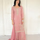 Tara Blush Pink Silk Blend Embroidered Kurta Palazzo Set
