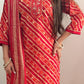AANYA  Leheriya Print Kurta Set with Gold Motifs Front Close Up