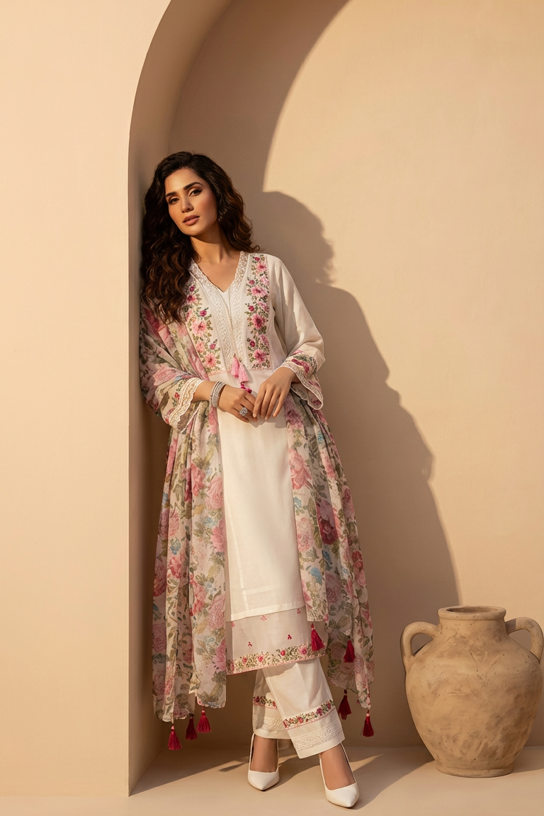 AARA  Embroidered Elegance Kurta Set with Dupatta AI new 