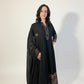 AASMA Black Ethnic Flare Anarkali Dress with Dupatta Front 1