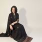 AASMA Black Ethnic Flare Anarkali Dress with Dupatta Front Sitting