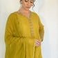 ALIA Green Mul Chanderi Embroidered Anarkali Suit Closeup 
