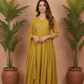 ALIA Green Mul Chanderi Embroidered Anarkali Suit Front AI 2