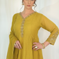 ALIA Green Mul Chanderi Embroidered Anarkali Suit side view 