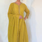 ALIA Green Mul Chanderi Embroidered Anarkali Suit side view full 