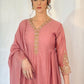 ALIA Pink Mul Chanderi Embroidered Anarkali Suit closeup 