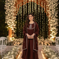 AMIRA  Coffee Floral Embroidered Anarkali Suit Set