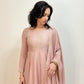 AMIRA   Pink Blush Floral Embroidered Anarkali Suit Set Front Close
