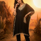 AVIRA Black Embroidered Kaftan Kurta Trousers Set AI 