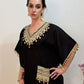 AVIRA Black Embroidered Kaftan Kurta Trousers Set close up 