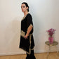 AVIRA Black Embroidered Kaftan Kurta Trousers Set side view 