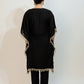 AVIRA Black Ethnic Motifs Embroidered Kaftan Kurta Trousers Set Back