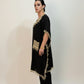 AVIRA Black Ethnic Motifs Embroidered Kaftan Kurta Trousers Set Side