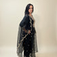 AVIRA Black Ethnic Motifs Embroidered Kaftan Kurta Trousers Set Side1