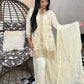 AYESHA  Luxury Cream and Gold Embellished Ethnic Set front  palazzo SIDE DUPATTA 