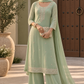 Amele Green Silk Blend Embroidered Kurta Palazzo Set