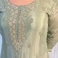 Amele green close up embroidery 