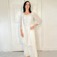 Sheeba White Silk Blend Embroidered Kurta Palazzo Set