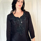 Sheeba  Black  Silk Blend Embroidered Kurta Palazzo Set