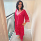 KIA Fuchsia Embroidered Cotton Silk Kurta Set