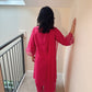KIA Fuchsia Embroidered Cotton Silk Kurta Set