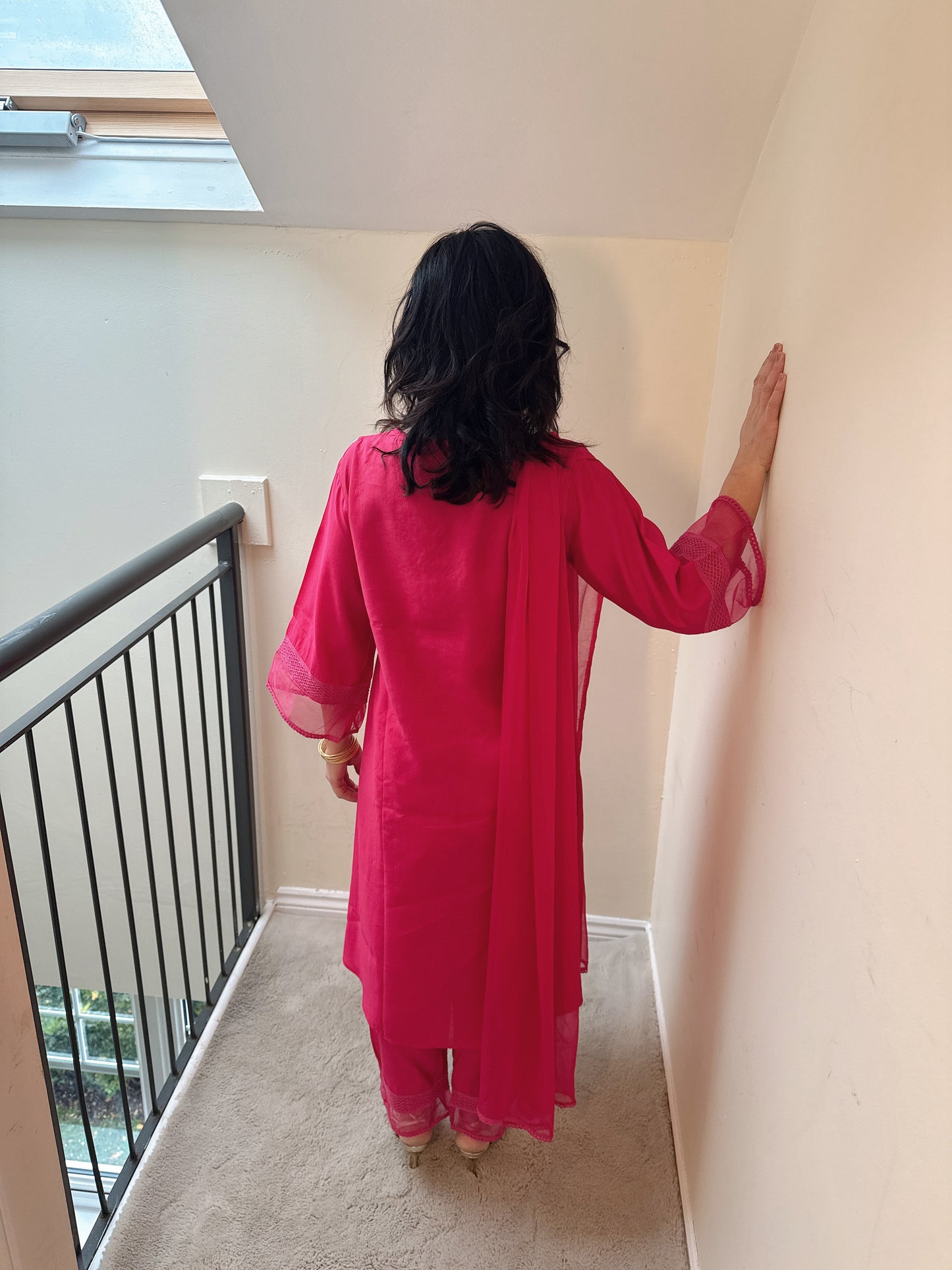 KIA Fuchsia Embroidered Cotton Silk Kurta Set