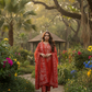 RIDHI Rust Bandhani Tie Dye Kurta Trousers Suit Set