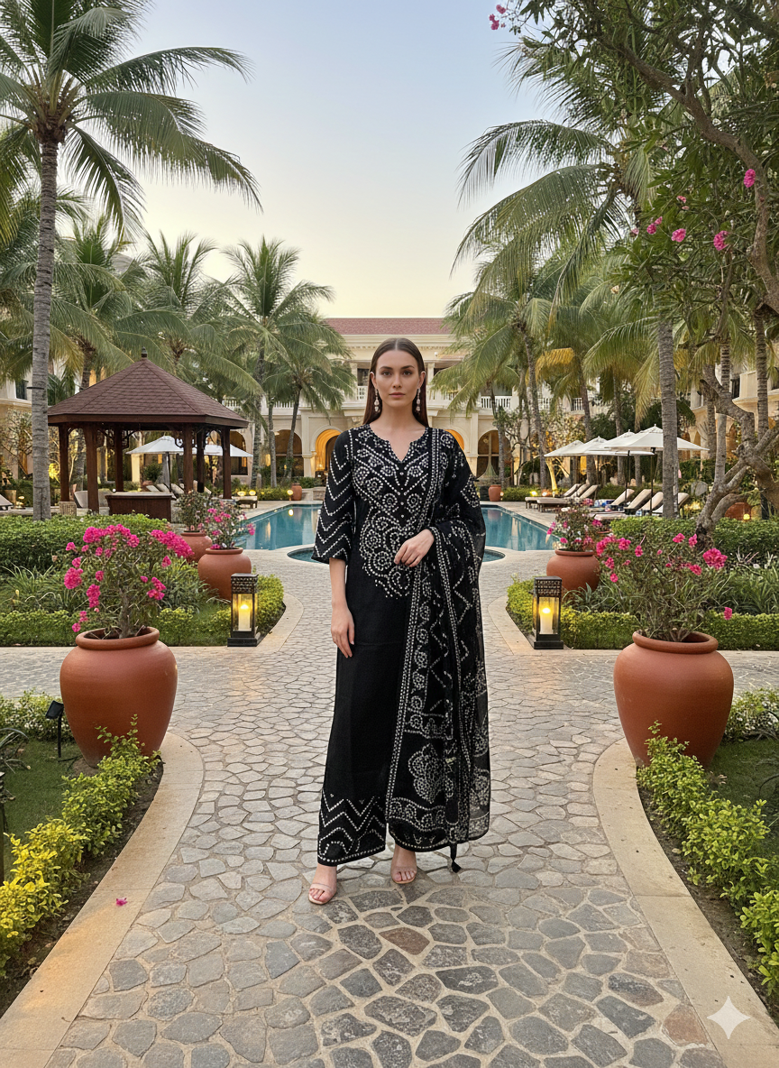 RIDHI – Black Bandhani Tie Dye Suit Set