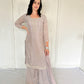 Amele Dusty Lilac Silk Blend Embroidered Kurta Palazzo Set