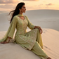 o Green Silk Blend Hand embellished  Kurta Palazzo Set AI sitting 2 pose 