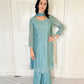 Aurelia Sea Green  Blend Embroidered Kurta Palazzo Set