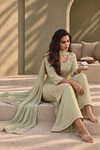 Diya Pistachio Green Silk Blend Hand embellished  Kurta Palazzo Set