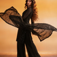 HIBA Black Silk Blend Embroidered Kurta Palazzo Set