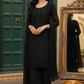 HIBA Black Silk Blend Embroidered Kurta Palazzo Set Closer Picture