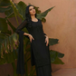 HIBA Black Silk Blend Embroidered Kurta Palazzo Set Ethnic Outfit
