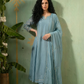 IMAN  Pale Blue Mul Chanderi Embellished  Suit Set front
