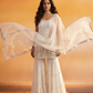 KIARA Ivory Floral Sequins Embroidered Sharara Set