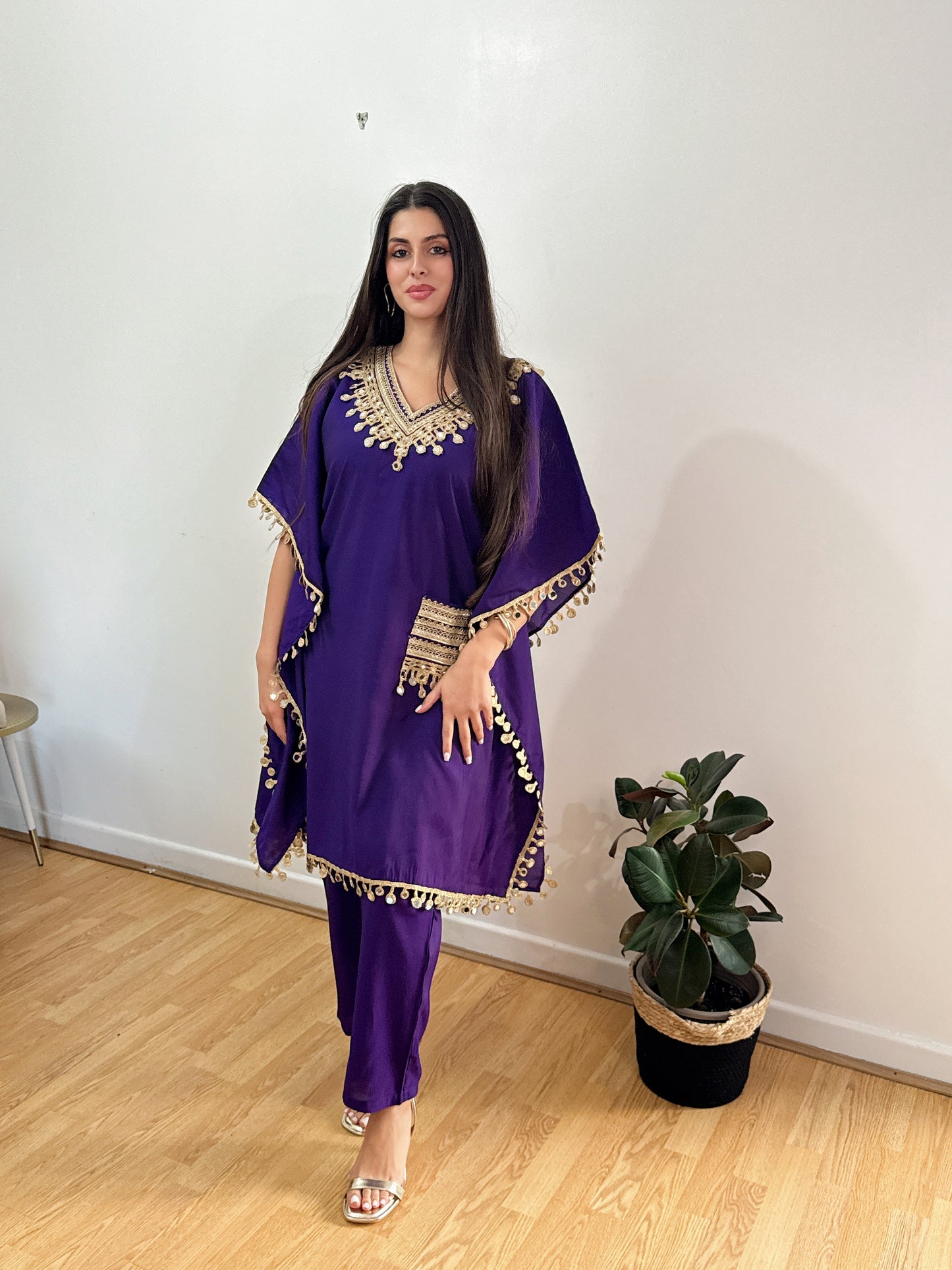 AVIRA – Ethnic Motifs Embroidered Kaftan Kurta & Trousers Set